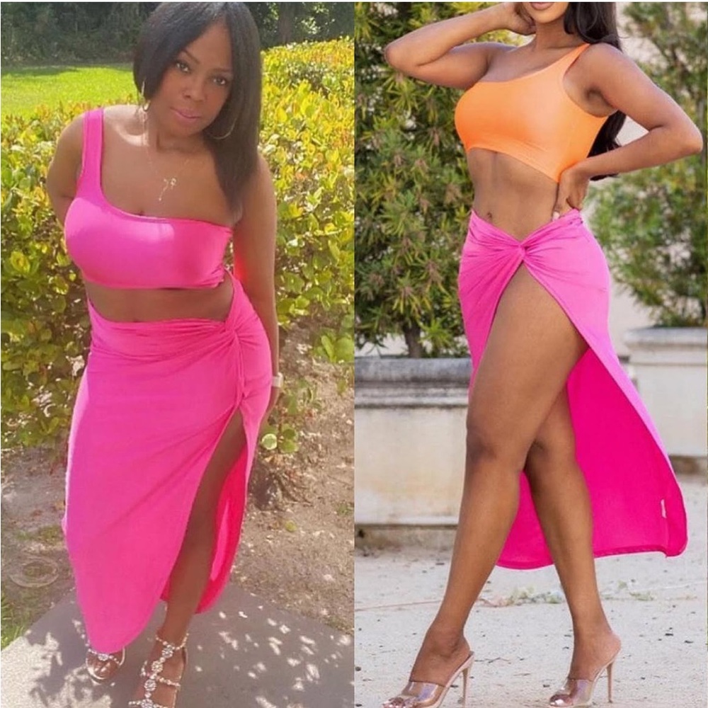 Vibrant Pink Women's Skirt Set